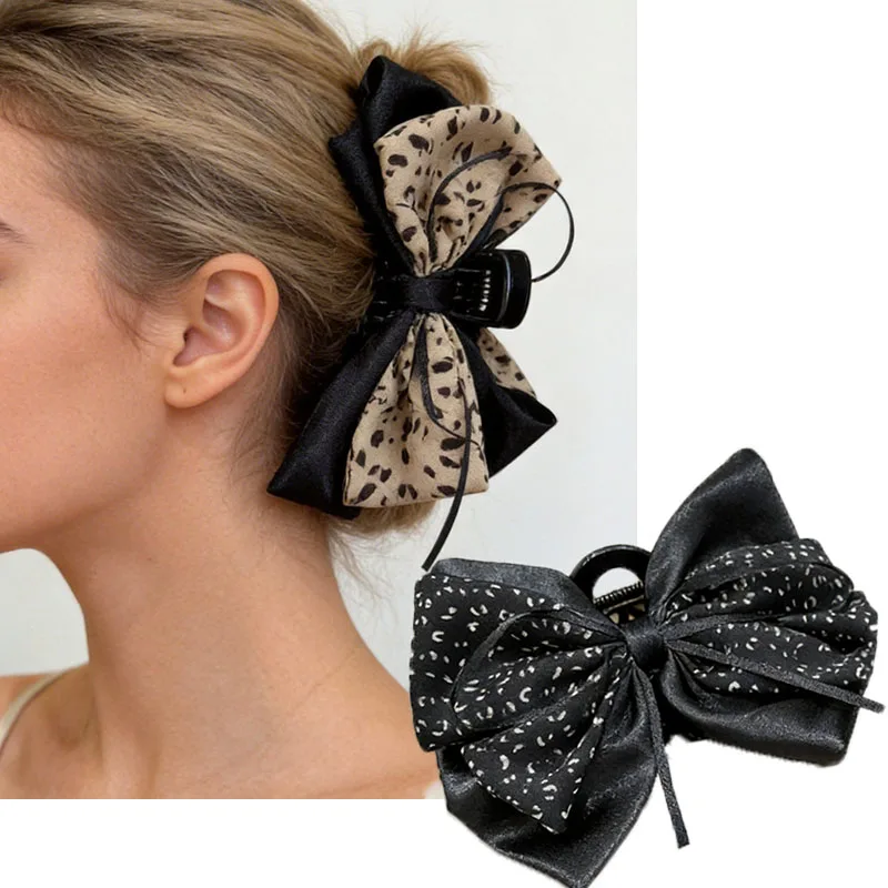 

Fashion Black Leopard Big Shark Hair Clip High-end Creativity Style Grab Clip Hair Accessory Hair Claw for Women Girls