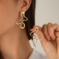 Minimalist Metal Irregular Hollow Pendant Earrings For Women Punk Gold Color Geometric Statement Earring Charm Ear Jewelry