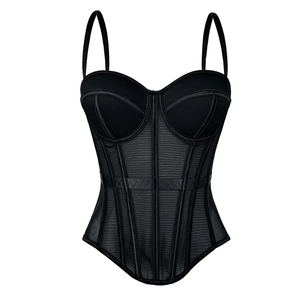 Becirzet Elegantes Formgebendes Sexy Spitzenkorsett Damen-Bustier Taillentrainer Schlankes Crop-Top Körperformer Mehrfarbiger Fischgräten-BH – Detail 2