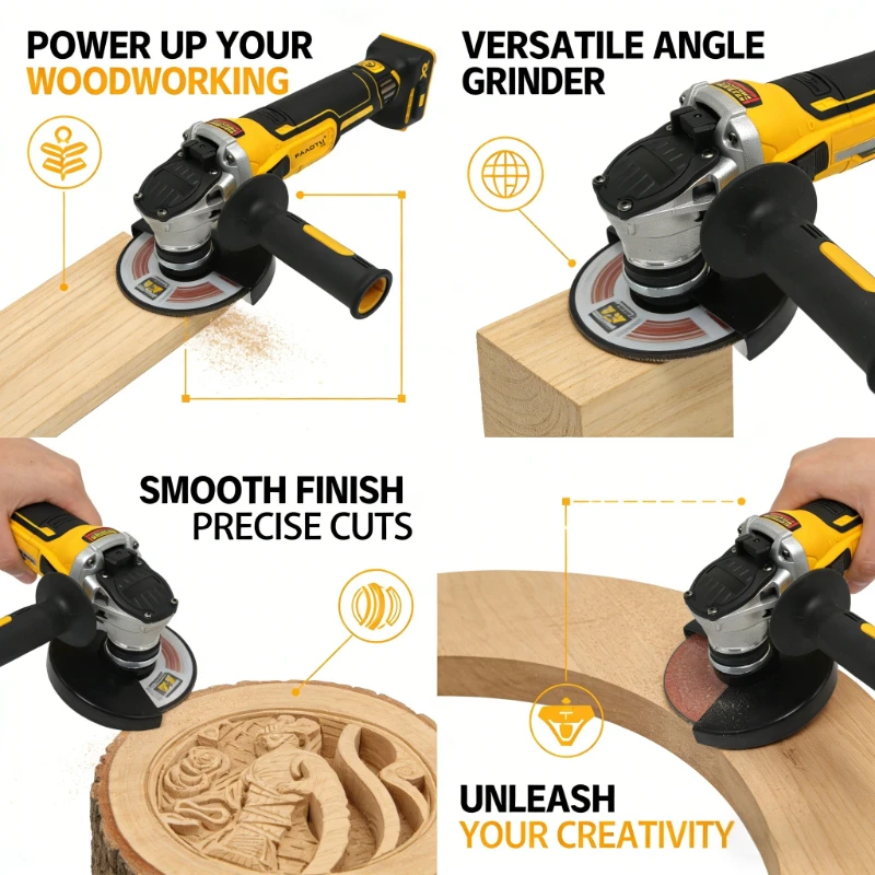 FAAOTU DCG405 125mm Flat Head Angle Grinder - Brushless Cordless Cutting Tool Compatible with DW Battery