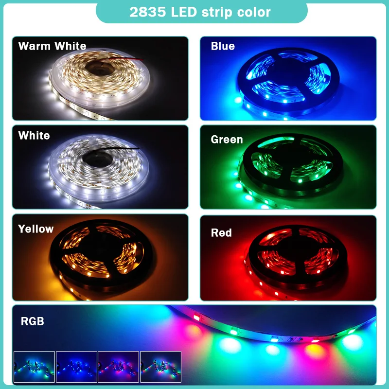 Bande Lumineuse LED Étanche 3528/5050 DC12V, 60 Gible/m, 5 m/rouleau, Flexible, Blanc Chaud/Rouge/Greed/Bleu/Jaune