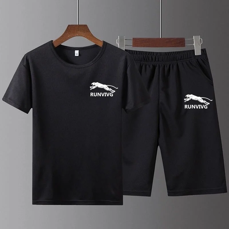 

Мужской летний спортивный комплект: быстросохнущие футболка и шорты для бега, дышащая одежда для фитнеса и баскетбола, верхняя одежда и шорты