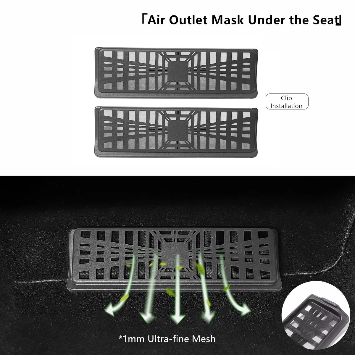 2pcs Car Air Outlet Cover for Tesla Model 3 Model Y Buckle Install Protective Grille Due Case Under Seat Plaid Logo Modeling