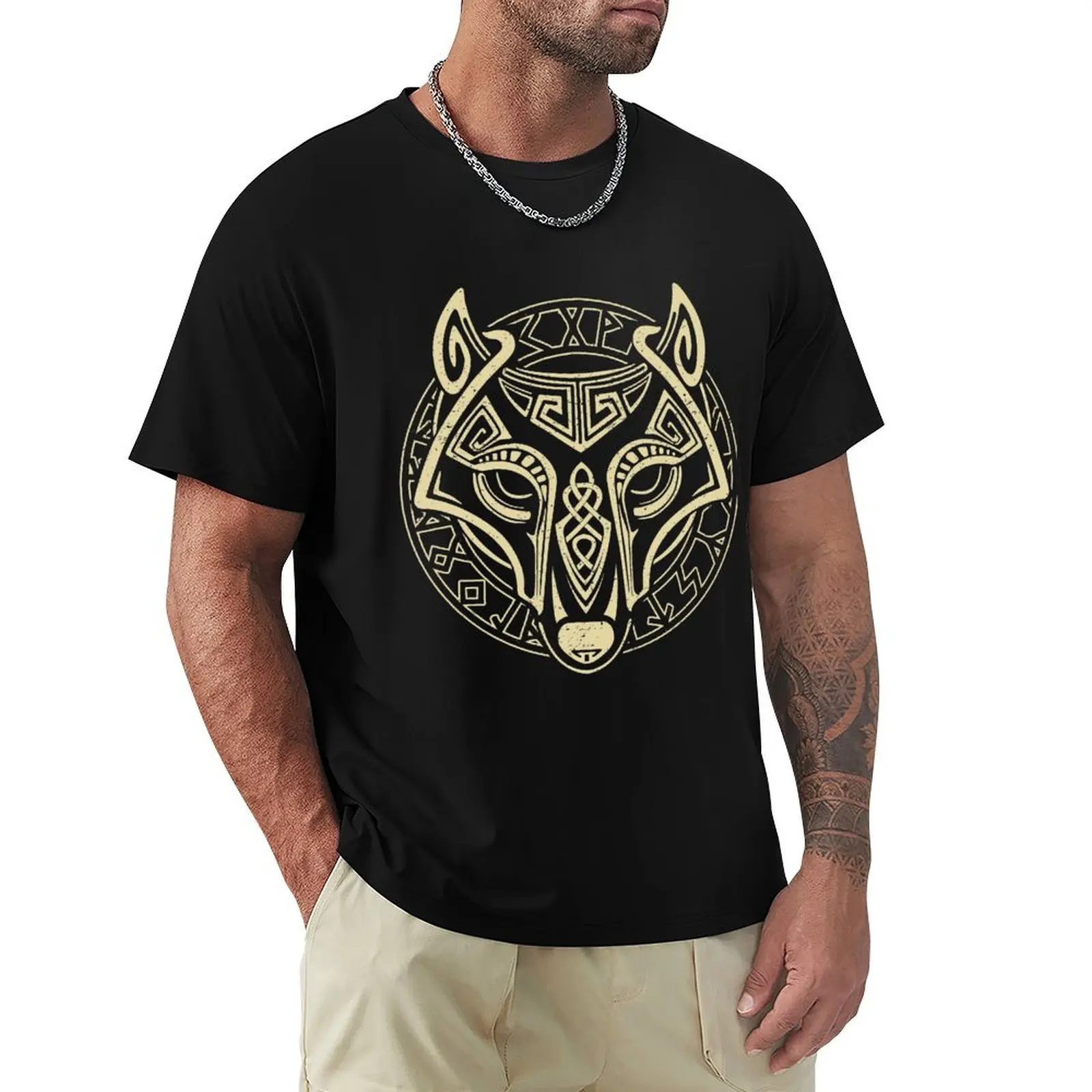 

Viking wolf T-Shirt boys whites Short sleeve tee quick-drying summer top oversized t shirts for men