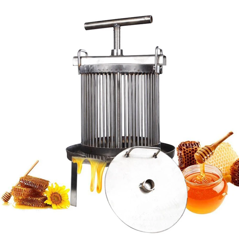 New Manual Beewax Honeycomb Presser Stainless Steel Honey Extractor Fruit Wine Press Nature Juice Make Machine Beekeeping Equipm