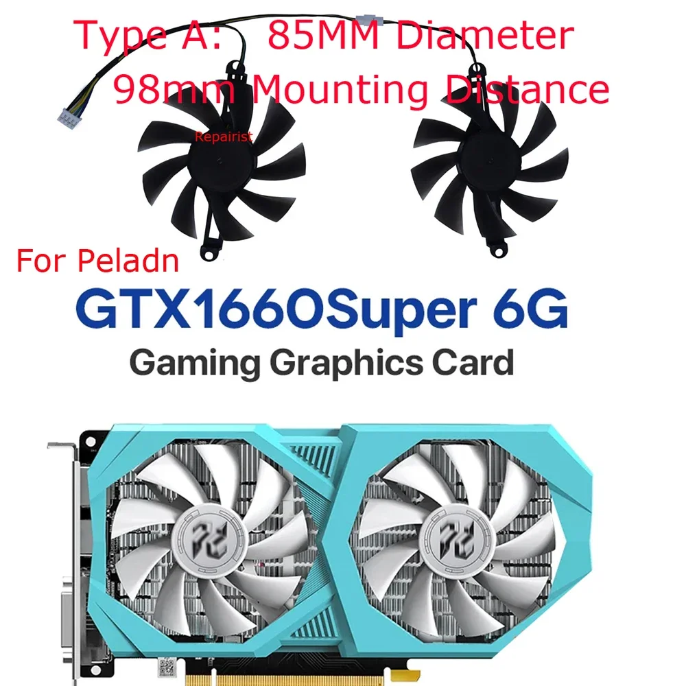 2Pcs/Set,Video Card Fan,XY-D09015B,For PELADN RX5600 6GB,For PELADN GTX 1660Ti 6GB Gaming,For PELADN GTX 1660 Super 6GB Gaming