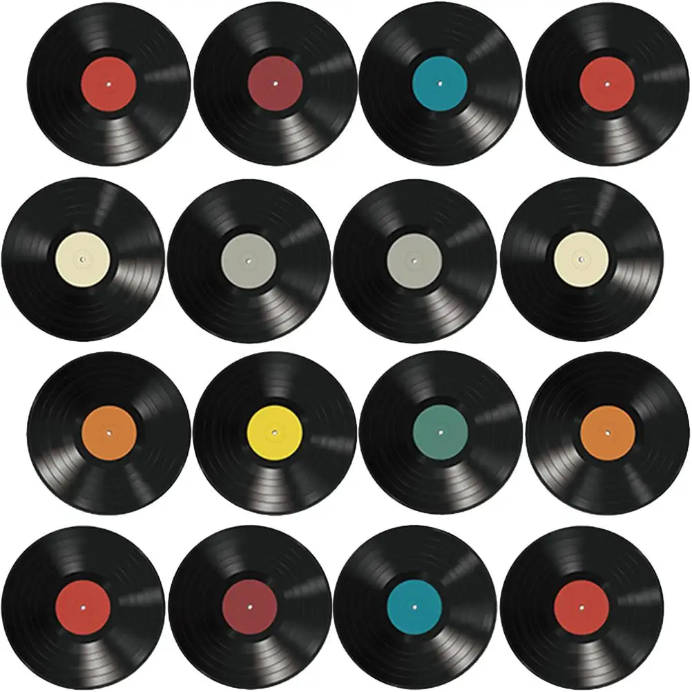 

16Pcs Home Ornament Exquisite Decorative Music Party Favors Records Decor Vinyl Record Stickers Decor For Cafe Decor Bedroom