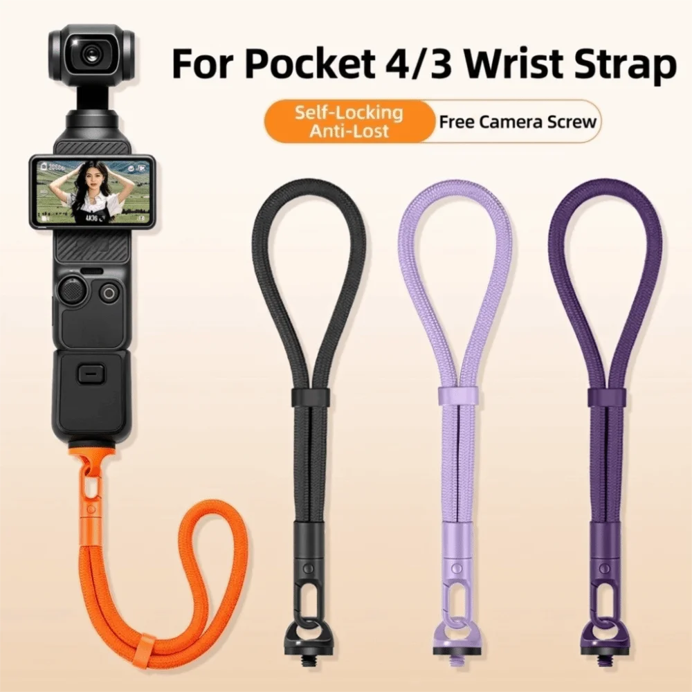 Self-Locking Action Camera Wrist Strap With 1/4 Screw Anti-Fall Camera Wrist Lanyard for DJI OSMO Pocket 4Pro Luna ultra