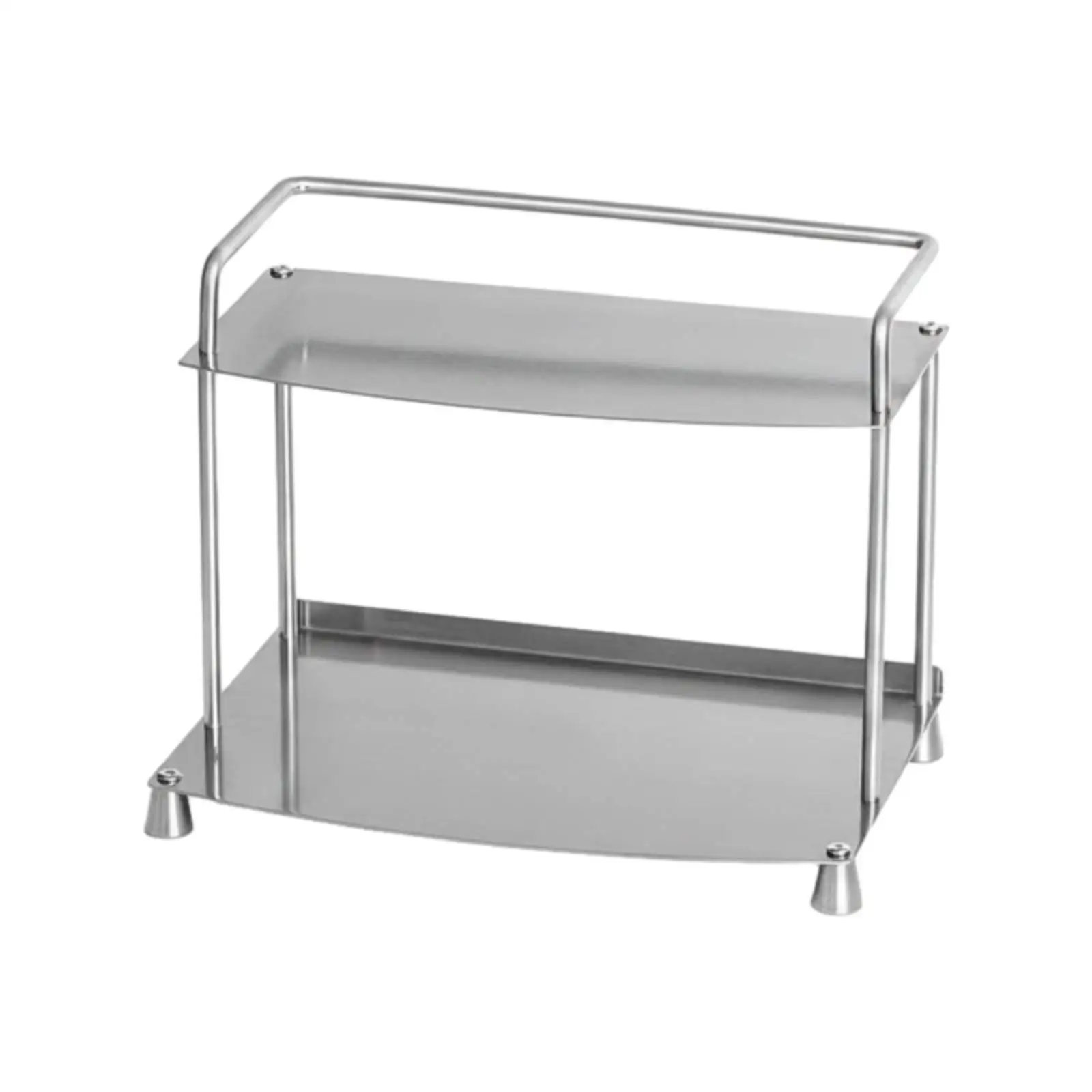 Stainless Steel Kitchen Shelf Organizer Two Tier Rack for Coffee Cup Display on Tabletop Counter Storage with Conical Feet
