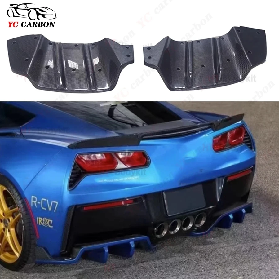 

For Chevy corvette C7 Z06 Carbon Fiber Car Rear Bumper Back lip Diffuser Rear Side Splitters Spoiler Lip Body Kit