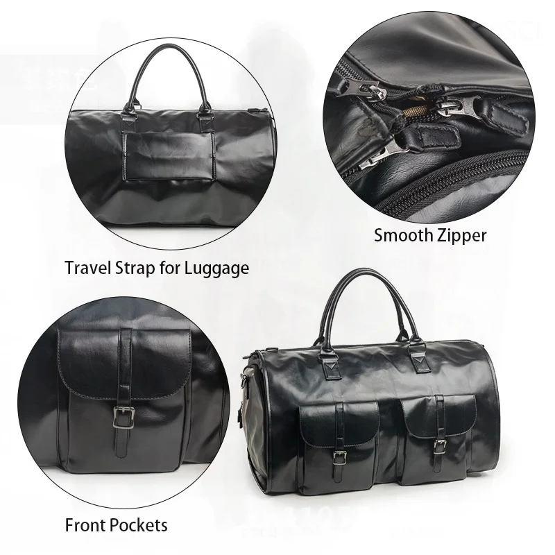 Large Portable Folding Travel Bag Unisex Outdoor Fitness Overnight Luggage Multi-Functional Clothing Storage PU Ultra-Light