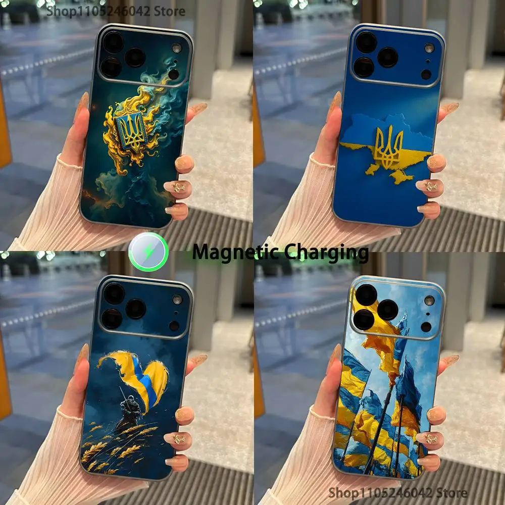 

Ukraine Ukrainian National Transparent gray Phone Case For iPhone 17,16,15,14,13,12,11,Pro,Max,Plus Magnetic Wireless Charging