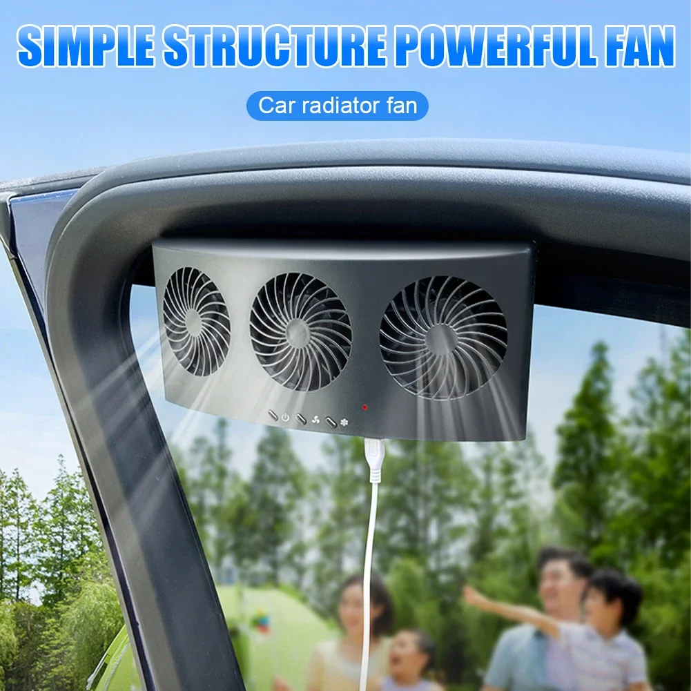 Auto-afzuigventilator 3-kops koelventilator USB-aangedreven auto-luchtreiniger Radiatorventilator Vensterventilatie Koele ventilatie Interieuraccessoires - afbeelding 2