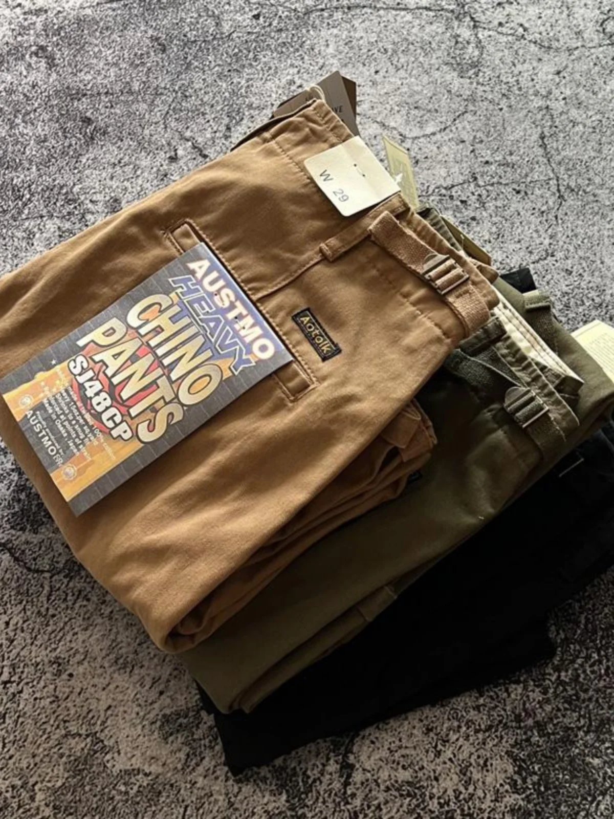 2024 Spring and Autumn New American Retro Heavyweight Chino Cargo Pants Men's Simple 100% Cotton Washed Straight Casual Trousers