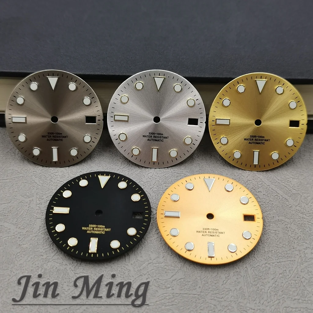 High Quality 28.5mm Silver Gold Black Pink Date Window Blue Green Luminous Aseptic Dial Fit NH35 /NH36/4R/7S Automatic Movement