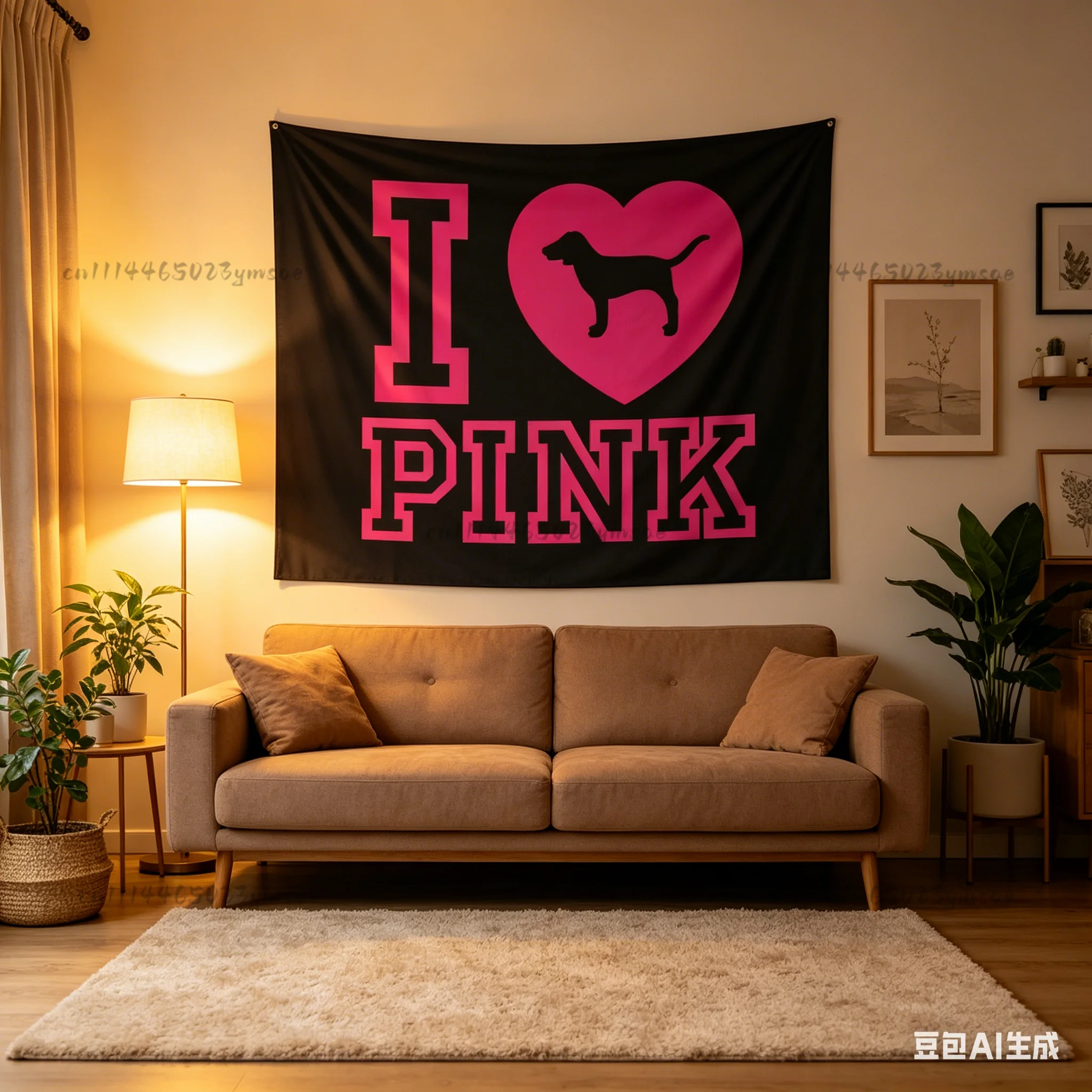 Aesthetic Room Decor Bedroom I Love Pink Victorias Secret PINK Wall Tapestry Y2K Bedroom Dormitory Background Cloth Banner Gifts