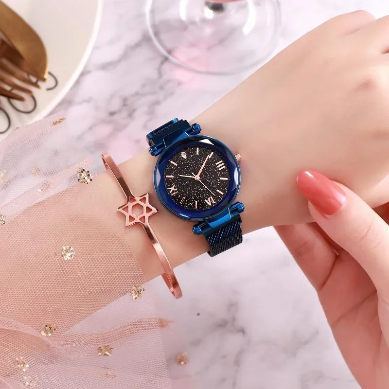 Fashion Ladies Magnetic Starry Sky Clock Luxury Women Watches Fashion  jewel Female Quartz Wristwatches Women Watches