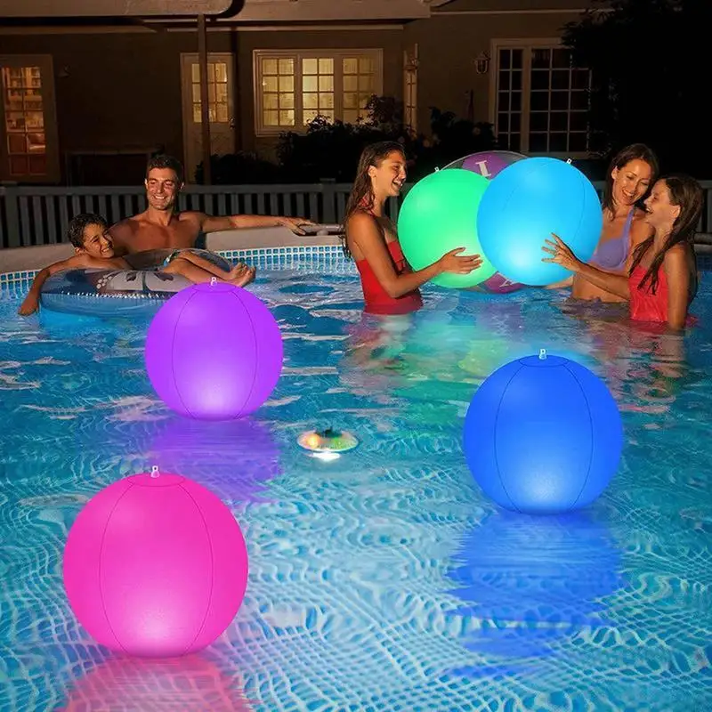 

Light Up Beach Balls 16 Light Colors Floating And Inflatable LED Beach Ball Toy 4 Adjustable Light Modes Inflatable Neon Beach