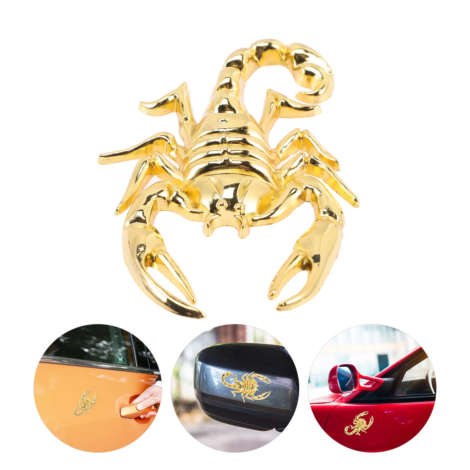 2 Pcs Decorate Car Stickers Scorpion Decals Metal Window Anime Golden for Auto Body Child