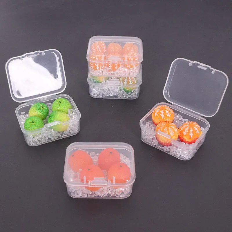Dollhouse Mini Orange Fruit Lunch Box with Ice Model Miniature Food Play Kitchen Scene Simulation Ornament Home Decor Decoration