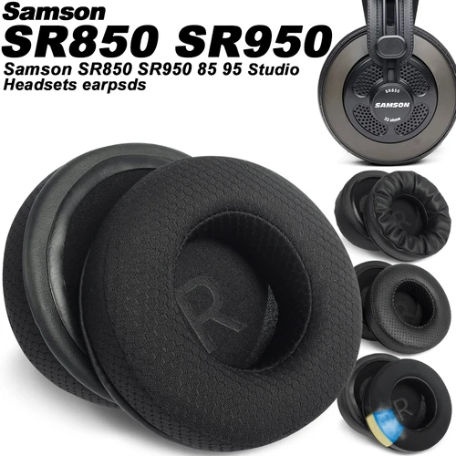 Imagen 1 del producto Almohadillas para auriculares Samson SR850 SR950 85 95, almohadillas de repuesto para auriculares, tela de malla, cubiertas de memoria, esponja, proteína suave