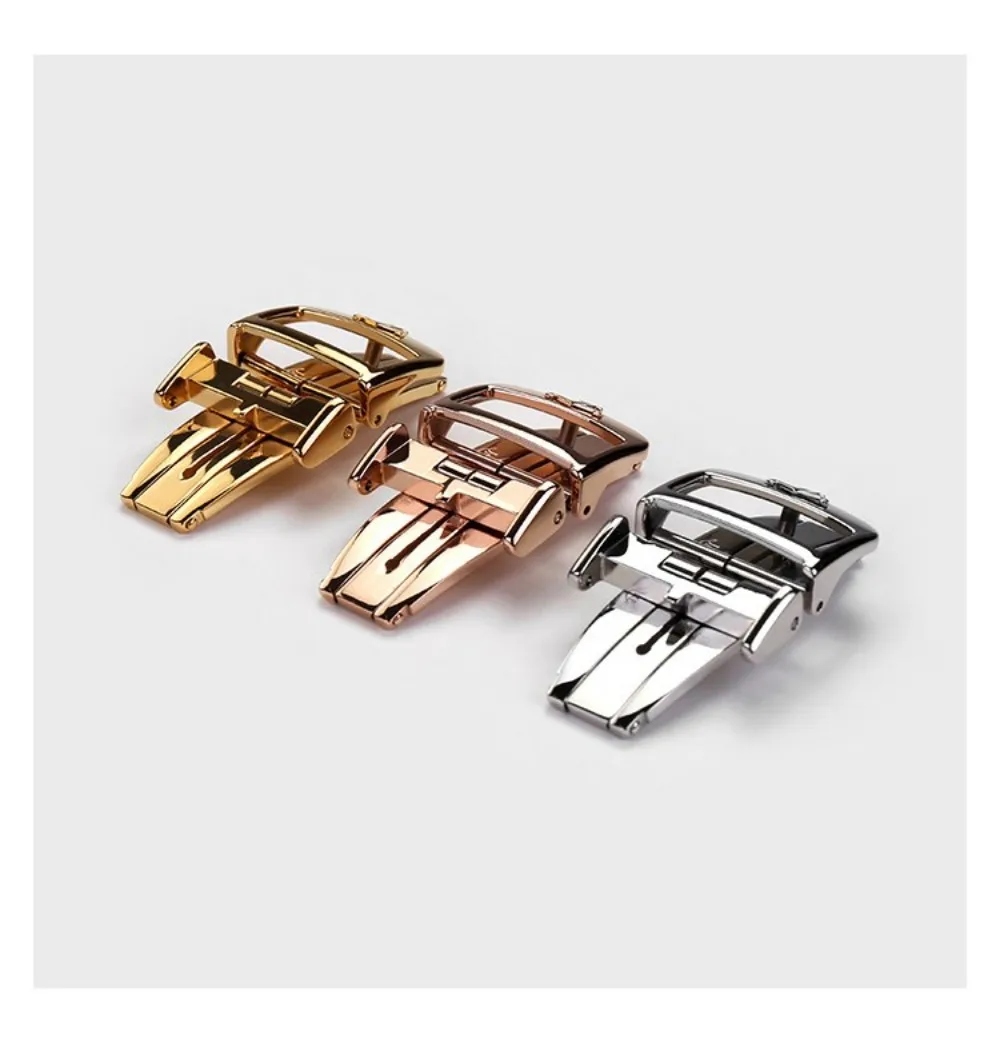 Premium Stainless Steel Watch Strap Buckle 18mm Butterfly Clasp Pin Lock For Leather Band Replacement Watch Accessory