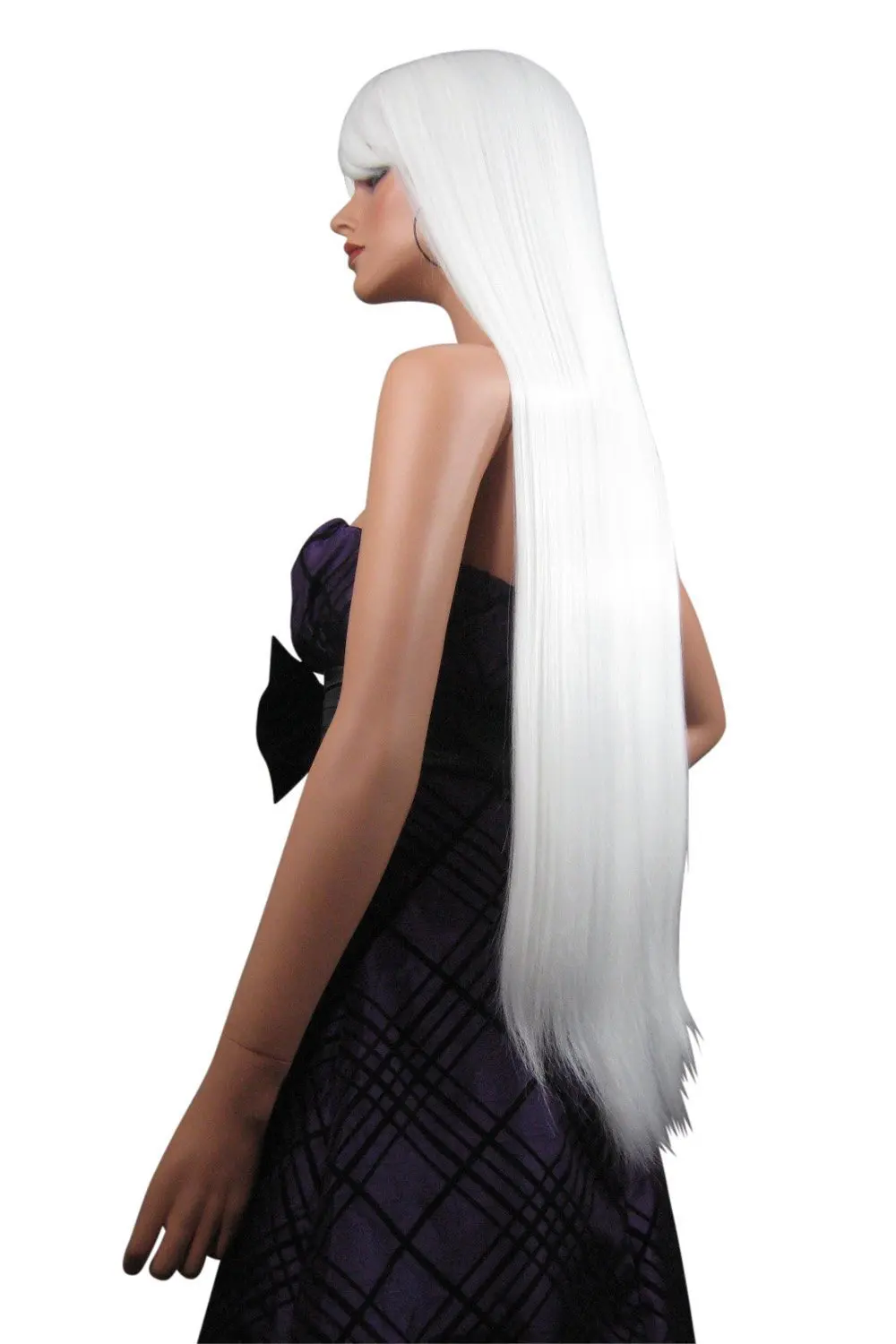100cm Long Straight White Cosplay Wigs Anime Game Long Straight Costume Women Cosplay Synthetic White Hair Wigs