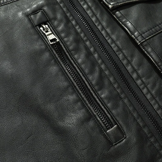 الرجال معطف جلد الخريف الشتاء الأمريكية الرجعية الشرير الوقوف طوق الذكور سترة مقاوم للماء يندبروف كم طويل رجل ملابس خارجية #5