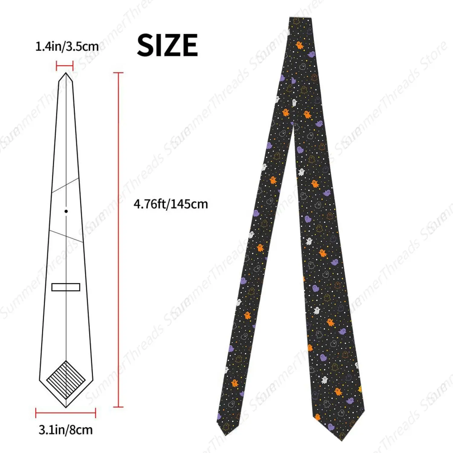 Halloween Ghost Phantom Men's Tie Necktie Formal Business Suit for Men Wedding Groom Groomsmen Boyfriend Ties