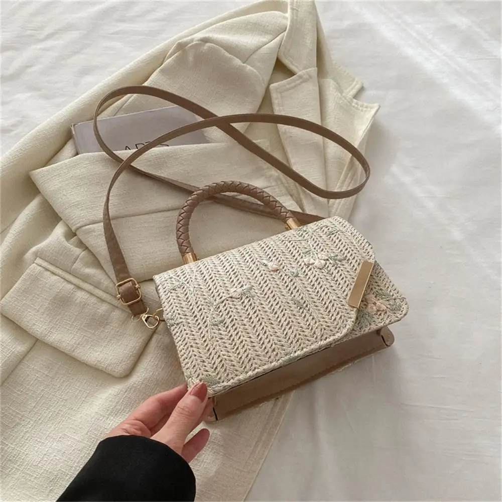 Borsa a tracolla a tracolla borse da ragazza borsa da donna in paglia bohémien estiva borsa a tracolla da spiaggia intrecciata borsa da vacanza in