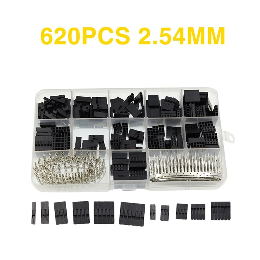 620Pcs Connector 2.54mm, Cable Jumper Wire Pin Header Housing Kit, Male+Female Pin Terminal Connector