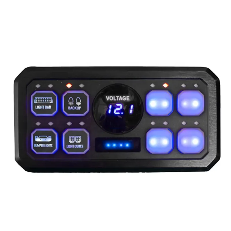 MICTUNING 6" in Electronic Relay System Boat Marine Black LED Car 8Control Switch panel