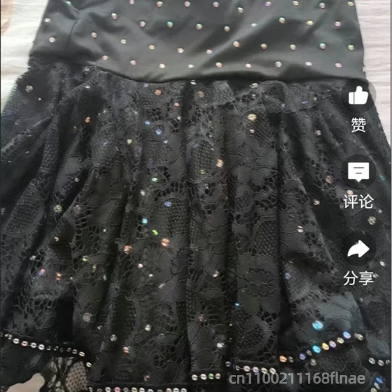 Novo vestido de dança latina: meia saia de dança de diamante quente, vestido de dança quadrada Gitaba, vestido de dança padrão nacional de três passos