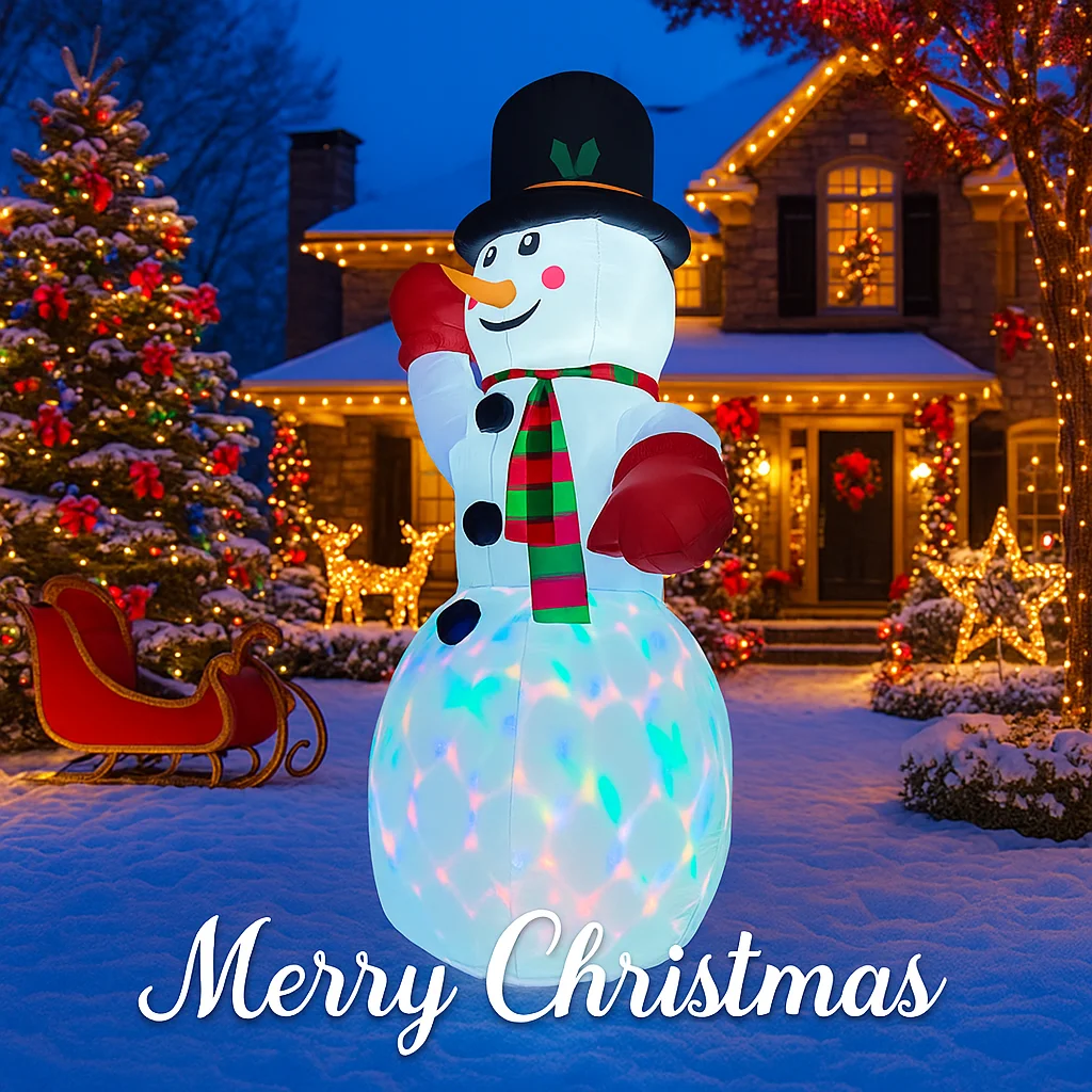7,8 футов светодиодный надувной рождественский декор для двора, снеговик, Рождество, уличное украшение для дома, рождественские праздничные игрушки, подарочные принадлежности, декор для двора