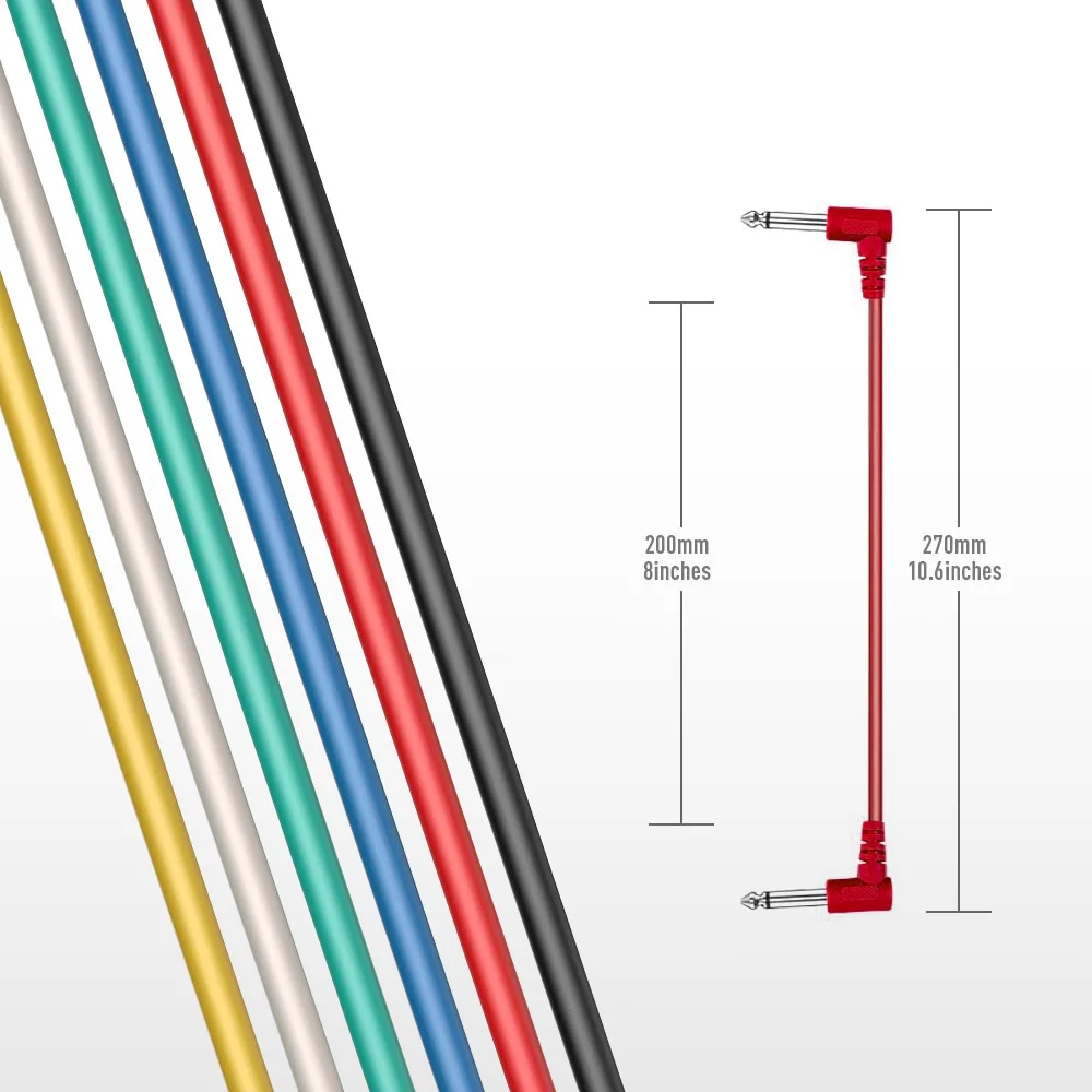 SONICAKE Guitar Patch Cable 6 Packs Colorful Instrument Cables for Effect Pedals TS 1/4