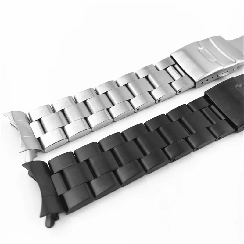 Customized Logo Luxury Three Bead Diving Strap Watch with Arc Mouth Strap Stainless Steel Solid Matte Safety Buckle Refit DIY