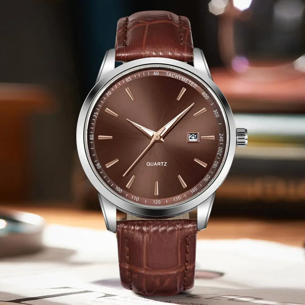 Мужские часы для повседневного случая Элегантные водонепроницаемые мужские часы с простым циферблатом Функция календаря Деловой повседневный дизайн для повседневного использования