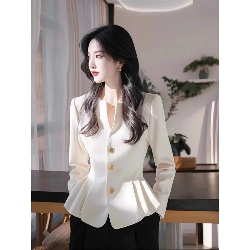 Elegant White Shirt Women's Fashion Spring 2026 Slim Fit Luxury Sensation Trendy Unique Top Long Sleeve Long Pants Set