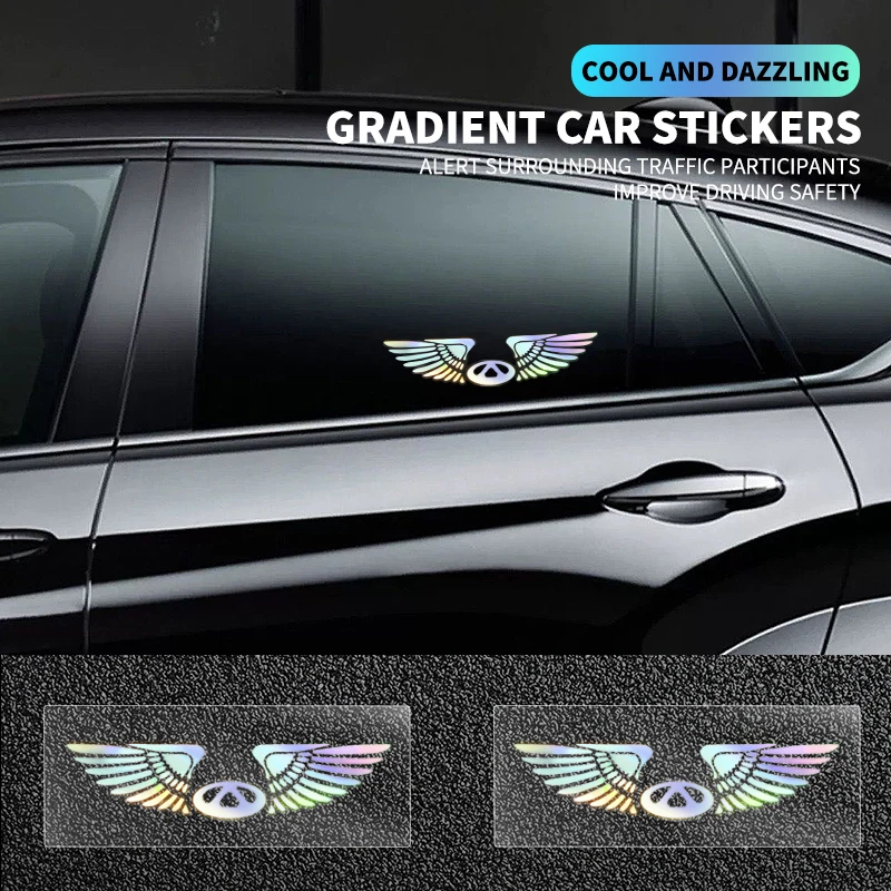 

Colorful Reflective Laser Angel Car Window Rear Trunk Rearview Mirror Sticker For Chery Fulwin QQ Tiggo 3 5 T11 A1 A3 A5 Amulet