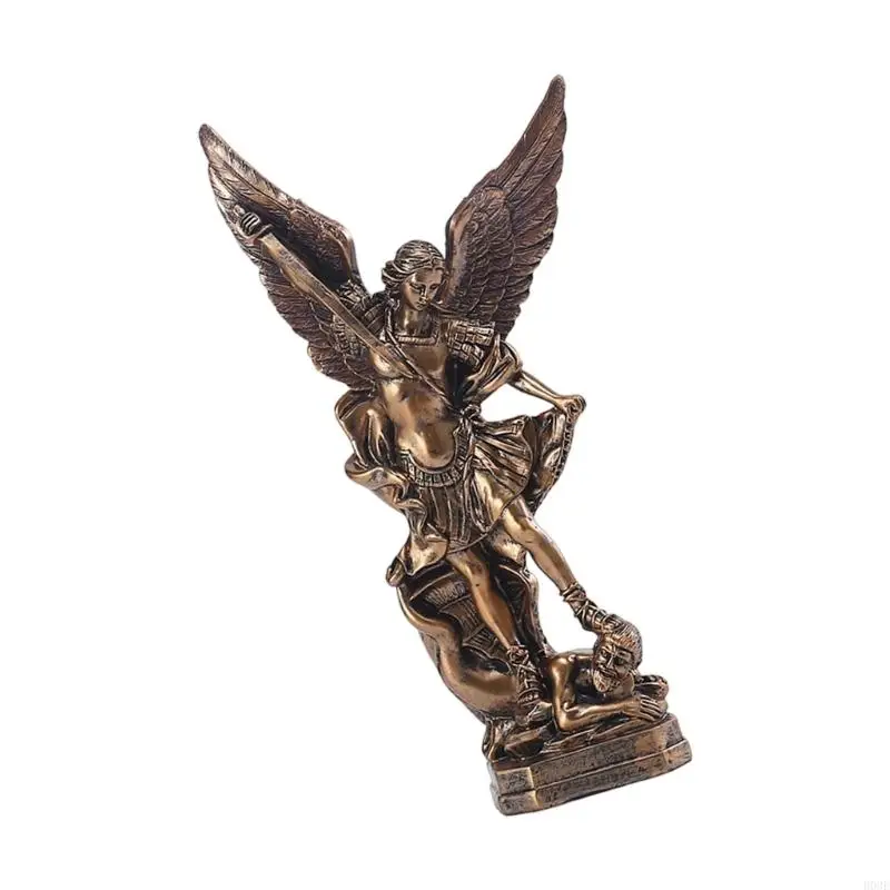 Detaillierte Skulptur des Heiligen Erzengels Miguel, religiöse Sammler-Engelskulptur für spirituelle Ausstellungsdekorationen – Detail 5