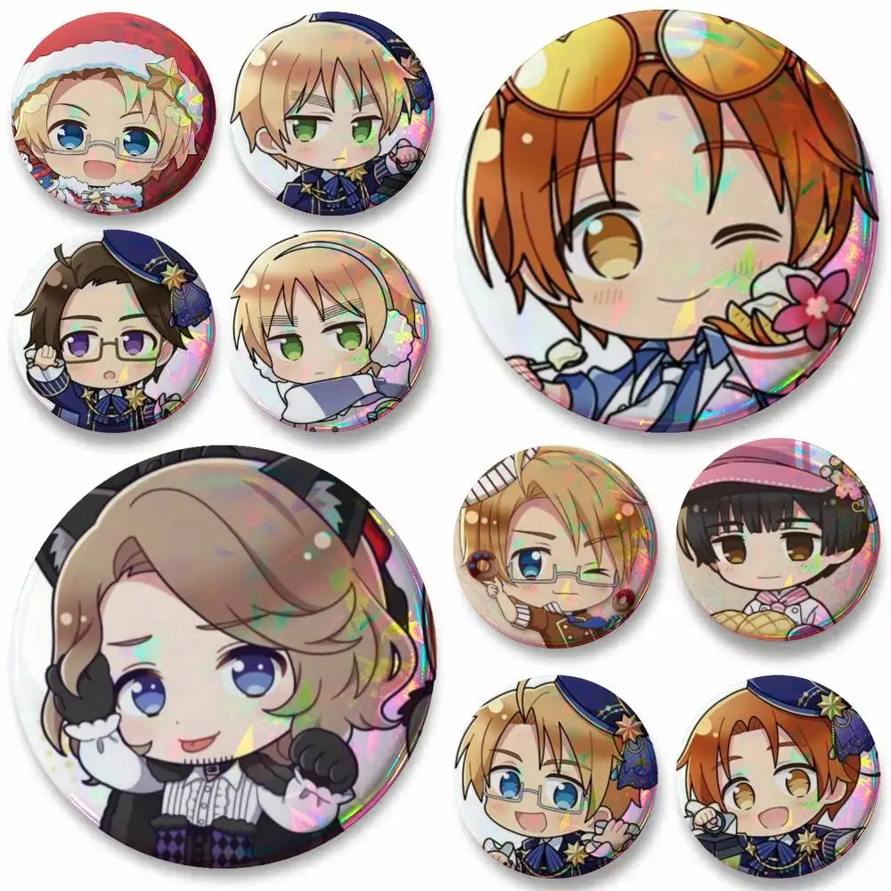 Anime Hetalia America Italy Russia Soft   Badge Tinplate Meme Round Brooch for Hat Bag Creative Lapel Jewelry Accessories Gifts