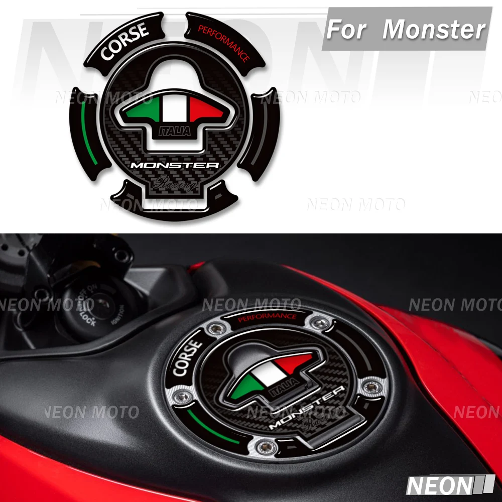 

Motorcycle For Ducati Monster 620 696 796 800 950 939 821 797 937 1000 1100 1200 SP Tank Gas Fuel Cap Cover Protector 3D Sticke