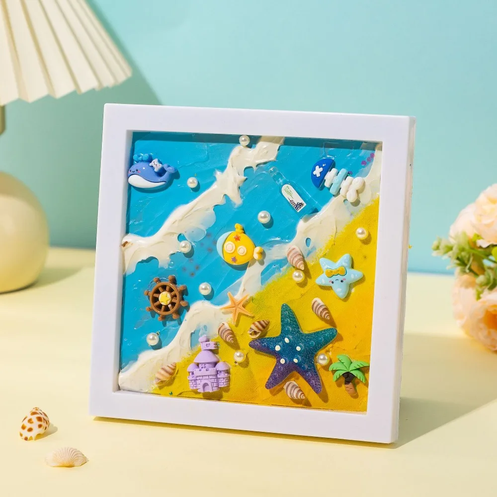 

Multicolor DIY Photo Frame Cartoon 3D Design 3D Ocean Scenery Painting Handmade Wood Material Photo Wood Frame Craft Projects