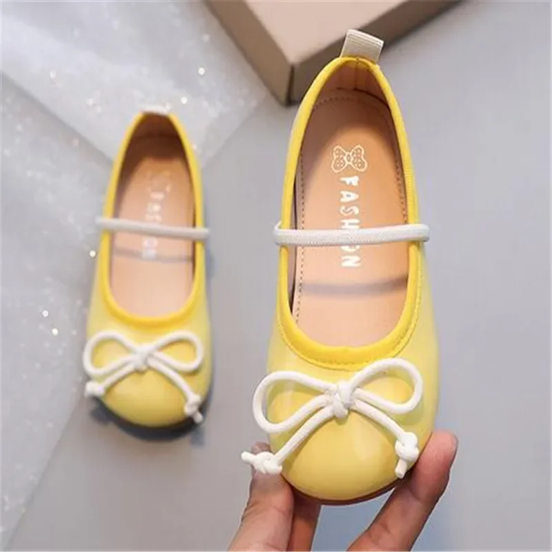 Baby Girl\'s Princess Shoes Leisure Candy Color Bowtie Kids Ballet Flats 21-30 Toddler Light Elatsic Band Autumn Children Shoe