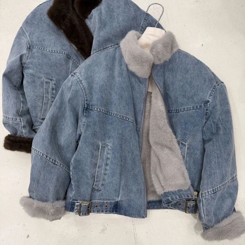 

Thickened Denim Cotton Jacket For Women, 2025 New Design Youthful Age-Defying Mini American Style Cotton Coat