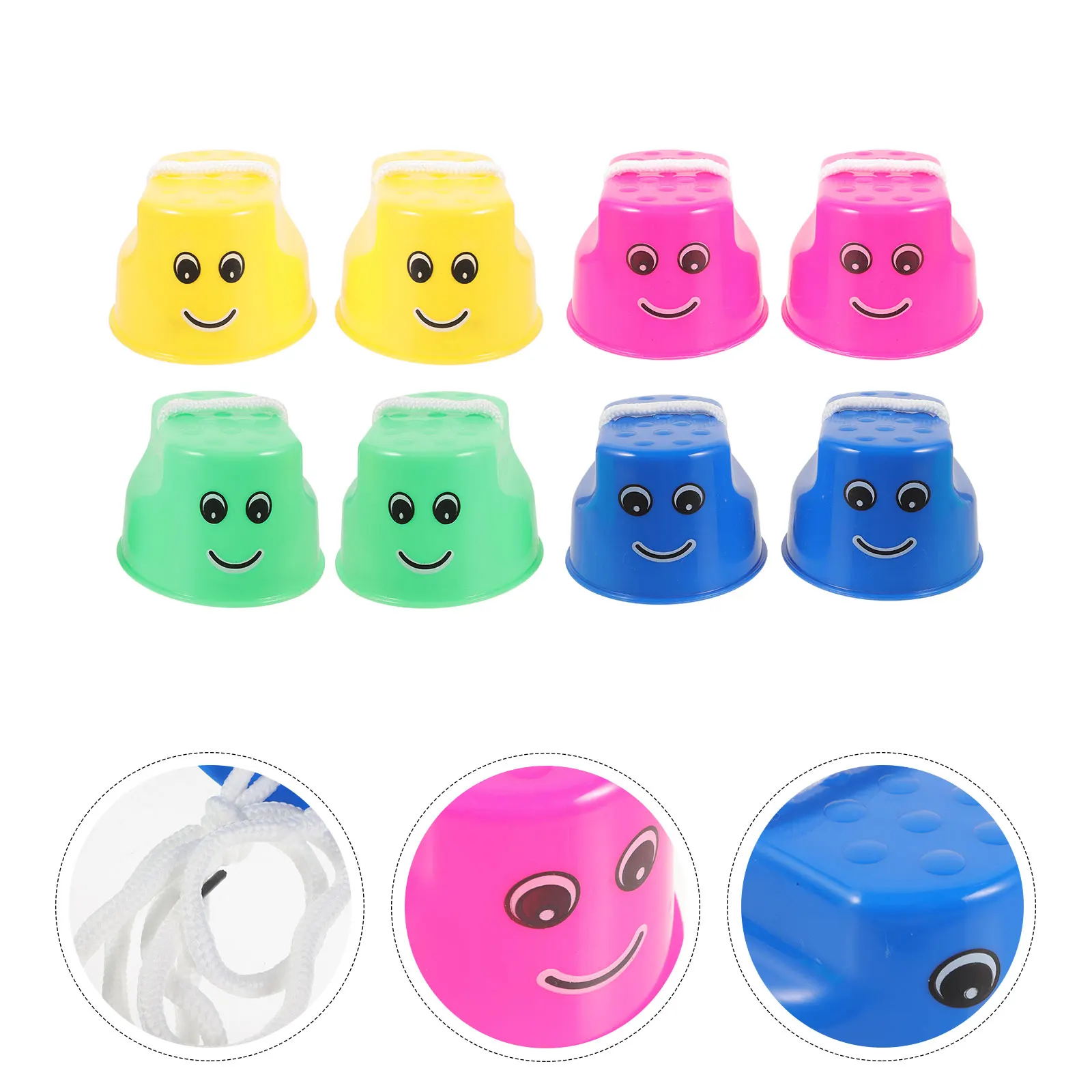 Équipement d'équilibre sur échasses pour enfants, jouets de sport, exercice en plein air, motif souriant, lumière de couleur vive, 8 pièces