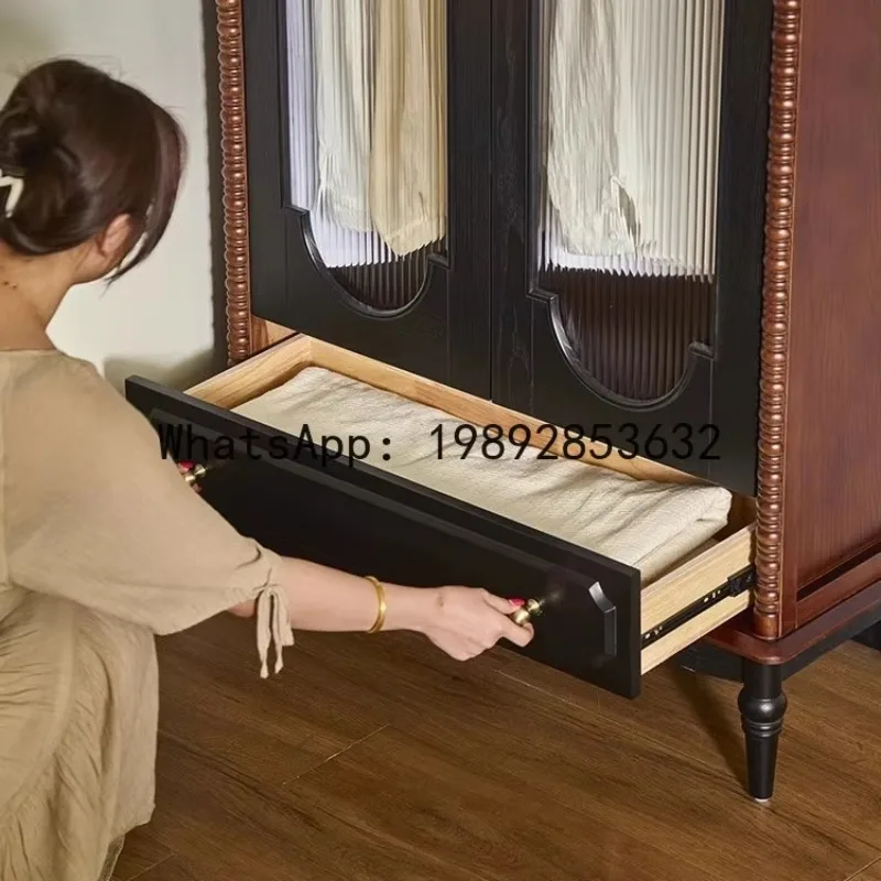 

X6 Home Small Apartment Wall-Mounted Two-Door Wardrobe Bedroom Retro Multi-Functional Storage Cabinet