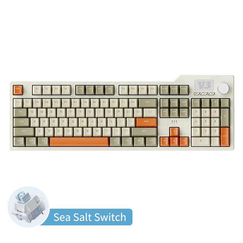 AJAZZ AK35I V3 8000mAh Volledig formaat Hot Swap Mechanisch Bedraad Haiyan Axis Gaming Toetsenbord met Scherm & Knop, Drie-standen verbinding FR4 Plaat LED RGB