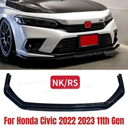 For Honda Civic 2022 2023 11th Generation Front Bumper Lip Spoiler Splitter Deflector Guards Body Kit Cover Car Accessories ABS
