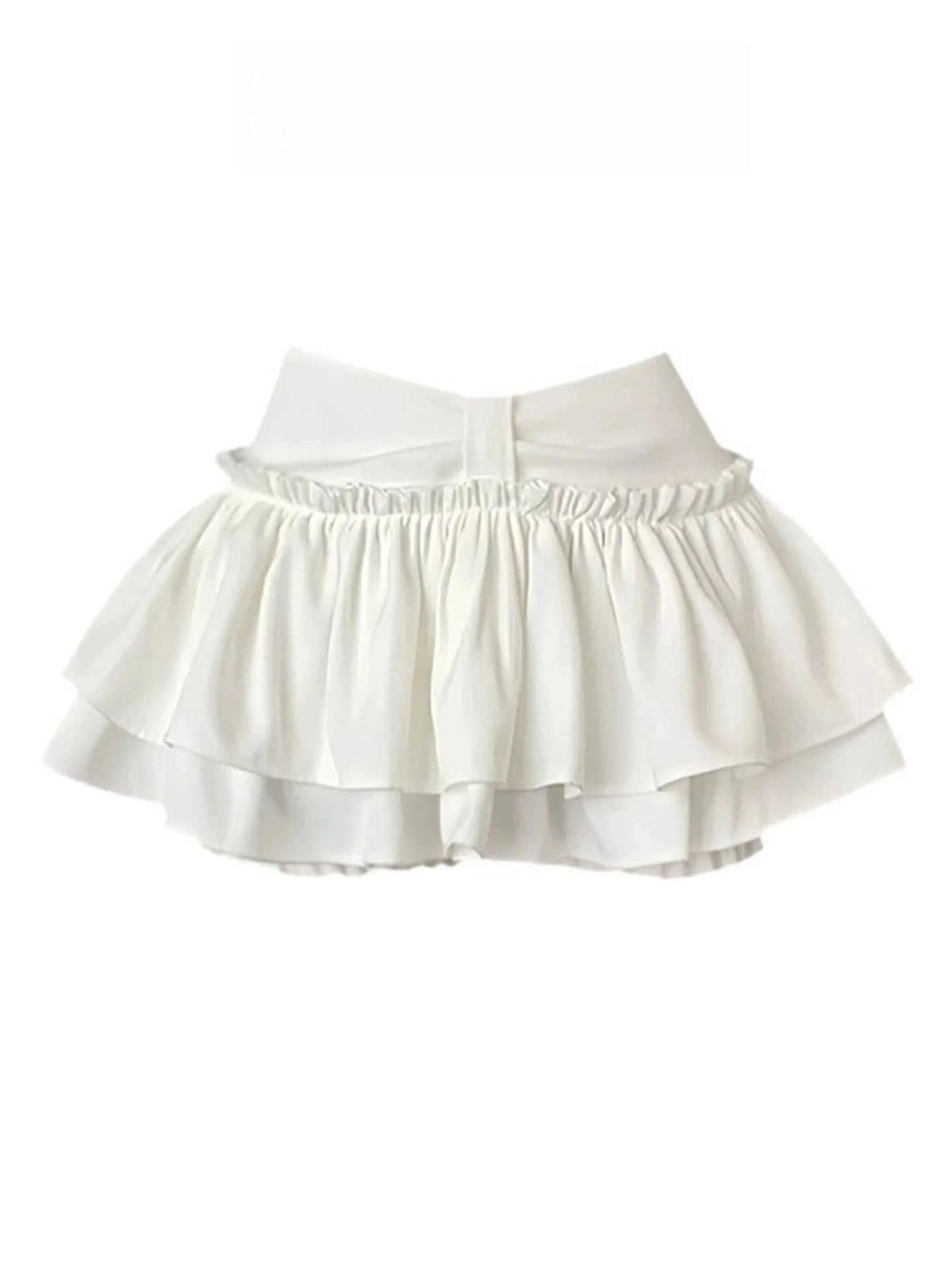 White Cake High Waist Women's Midi Skirt Spring Summer A-Line Short Ballet Skirt Flared Versatile Slimming Gown for Teens